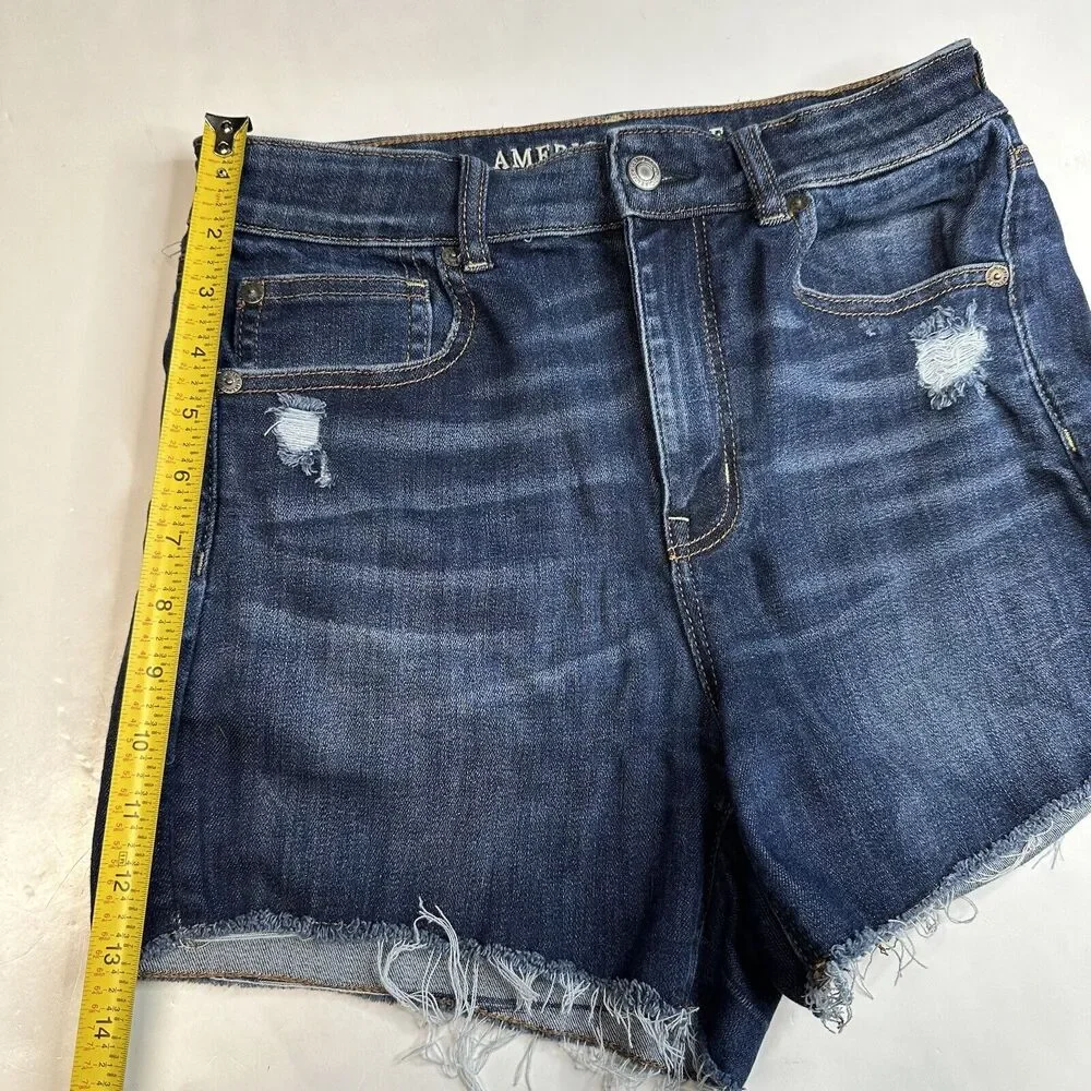 American Eagle Shorts Super Hi-Rise Shortie 8 Next Level Denim Jean Distress